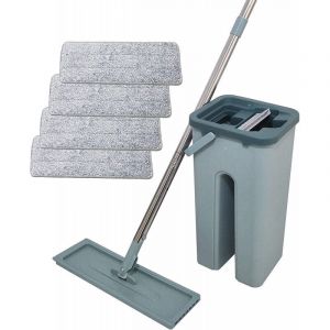 Balai Autoclean Mop 360&deg; avec Seau Double Compartiment 4 Serpilli&egrave;res Microfibre Ultra Absorbante Syst&egrave;me de Nettoyage Mains Libres Balai Serpill&egrave;re