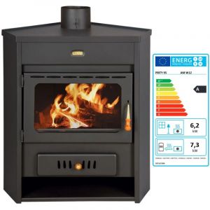 Prity - Poêle à bois de coin pour système de chauffage central. Puissance de chauffage 6 + 12 kW. Modèle ' am W12'