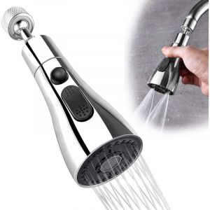 Douchette Evier Cuisine Robinet 360 Degres, 3 Modes Embout Robinet Cuisine avec Aerateur, Mitigeur Evier Cuisine Tete de Robinet Rotative, Adaptateur