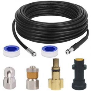 Tuyau Débouche Canalisation pour Kärcher,Kit de Nettoyage du Tuyau de Vidange du Nettoyeur Haute Pression avec Buse à Jet et Buse à Jet Rotatif pour