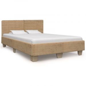 Maisonchic - Lit double - 160x200 cm, Lit adulte et enfants, Cadre de lit avec tête de lit sans matelas rotin véritable FR369568 design in