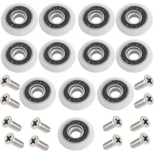 A 12 pièces Roulette de Douche 23mm Roulette Porte Coulissante de Douche Roulette Porte de Douche Roue de Porte Coulissante Porte a Roulette avce Vis