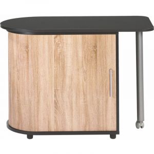 Bureau avec plateau pivotant et rangement noir et bois clair Kool 105cm