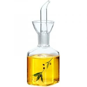 Bouteille en verre pour huile d'olive, doseur d'huile de cuisson, vinaigre, doseur avec bec verseur pour cuisine et barbecue (125 ml)