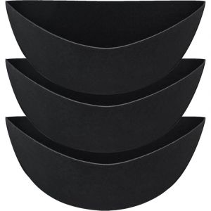 Feiyue - Lot de 3 doublures de jardinière demi-rondes en tissu pour paniers à fleurs en demi-cercle, doublures de rechange en feutre, doublures en