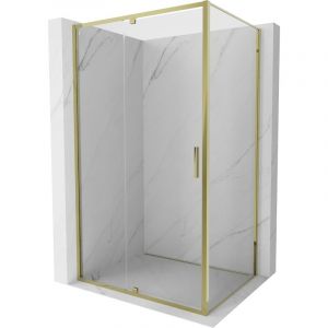 Mexen - Exo cabine de douche pivotante 160 x 90 cm, transparent, dor&eacute;e - 819-160-090-50-00