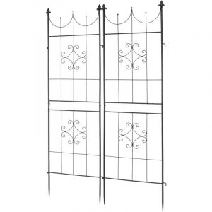 Treillis pour plantes grimpantes d'env. 180 x 50 cm, lot de 2 grands treillis de jardin, treillis en m&eacute;tal, support pour plantes grimpantes (a)