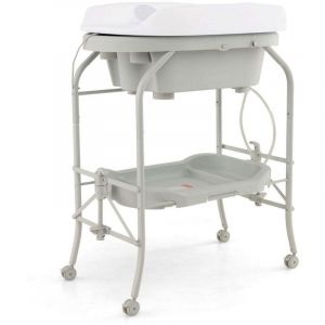 Northix - Table a langer pliante 4 en 1 avec baignoire table a langer portable avec matelas a langer gris clair