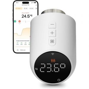 T&ecirc;te Thermostatique Connect&eacute;e et Intelligente,Vanne Thermostatique Radiateur WiFi,Programmable Thermostat Radiateur Compatible avec Tuya/Smart Life