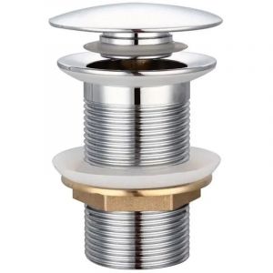 Bonde de lavabo &agrave; poussoir, sans trop-plein, bonde &agrave; clapet, pour &eacute;viers en laiton, chrom&eacute;e G 1-1/4 po, pour lavabos (sans trop-plein)