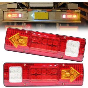 feux de remorque led, feu arri&egrave;re de remorque de Camion 19 LED feu Stop &eacute;tanche Clignotants invers&eacute;s Feux arri&egrave;re pour camion, benne basculante,