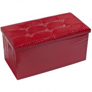 Coffre De Rangement Avec Couvercle Amovible En Simil Cuir Tabouret Repose Pieds 76x38x38 cm - Bordeaux