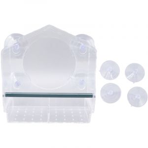 Mangeoire &agrave; oiseaux de fen&ecirc;tre en acrylique transparent et robuste, mangeoire pour maison d'oiseaux avec 4 ventouses