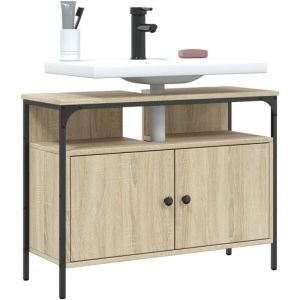 Design In - Armoire lavabo de salle de bain,Meuble de rangement chêne sonoma 80x30x60 cm CFW653234