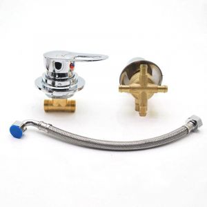 Crea - Robinet de douche deux pièces avec inverseur 2/3/4/5 sorties, noyau de valve en céramique, mitigeur eau chaude et eau froide en laiton chromé