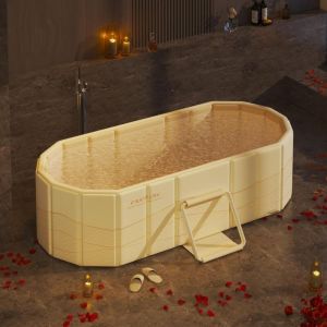 Baignoire portable isol&eacute;e de 119 cm pour sportifs, baignoire &agrave; eau froide, sans gonflage, compatible avec la douche, pour l'int&eacute;rieur et l'ext&eacute;rieur.