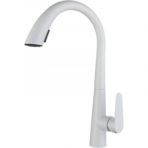 Robinet Cuisine Blanc Mitigeur Cuisine avec Douchette Extractible,Robinet Douchette Cuisine de Rotatif &agrave; 360&deg;,Robinetterie de Cuisine en Acier