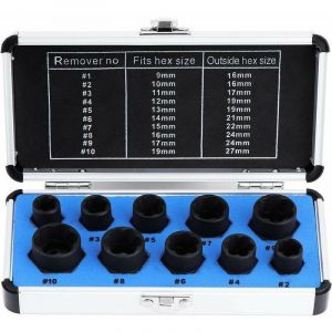 Jeux De Douilles, Extracteur D'&Eacute;crous, Douille Pour Extracteur De Boulon Endommag&eacute;s 9-19Mm (10Pcs)