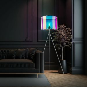 Globo - Lampadaire avec abat-jour coloré Lampadaire design Lampadaire 3 pieds avec interrupteur, 1x E27, DMxH 65x155cm dm abat-jour 40cm, salon