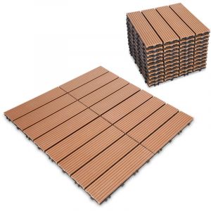 Tolletour - einfeben 11x Dalle terrasse composite effet bois Dalles de Jardin clipsables en Bois Composite wpc 30 x 30 cm mosaïque Revêtement marron
