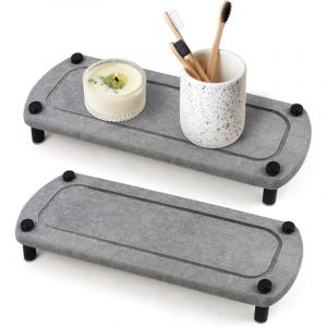 2 Pack Evier Caddy, Salle de Bains Instant Dry Evier Organisateur, Terre diatom&eacute;e bac &agrave; &eacute;vier en Pierre &agrave; s&eacute;chage Rapide, Organisateur de l'&eacute;vier de