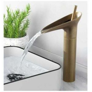 Robinet Salle Bain Bronze Antique, Robinet Lavabo de Cascade, Mitigeur Monocommande de Lavabo Haut Robinet de Salle de Bain avec Valve en C&eacute;ramique