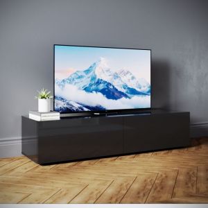 Sirhona - Meuble tv Noir Espace de rangement Meuble tv suspendu Porte battante design sans poignée 140x40x30cm