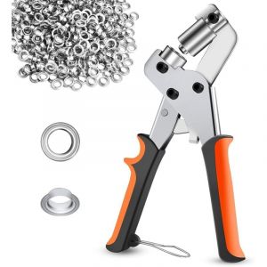 Pince à œillets pour bâche, pince à œillets avec 300 œillets de 10 mm, pince à œillets pour bâche, tissu, cuir, carton, affiches, bannières et plus