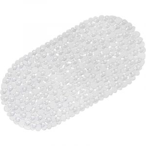 Tapis de Bain antid&eacute;rapant pour Salle de Bain - Galet givr&eacute; - Anti-moisissure - Antid&eacute;rapant - en Plastique - Ovale - avec ventouses (Transparent)