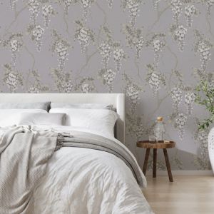 Papier peint intiss&eacute; Wisteria Mauve 1005 x 52cm Gris, blanc