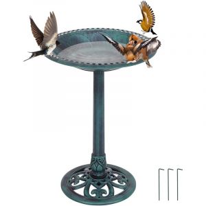 COSTWAY Mangeoire &agrave; Oiseaux sur Pied, Bain pour Attire Oiseaux avec Une Plateau de Diam&egrave;tre 51cm/Hauteur 72CM/Design Antique Vert