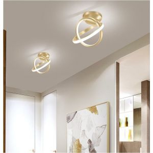 2X Plafonnier Led Moderne Or Lampe De Plafond Nordique Plafonnier Circulaire Pour Chambre &agrave; Coucher, Cuisine, Salon, Balcon, Blanc Froid