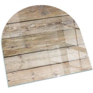 Plaque Carr&eacute;e de protection de sol en verre tremp&eacute; pour chemin&eacute;e ou po&ecirc;le &agrave; bois pare-feu contre les &eacute;tincelles Texture de planches de bois 100x100 cm