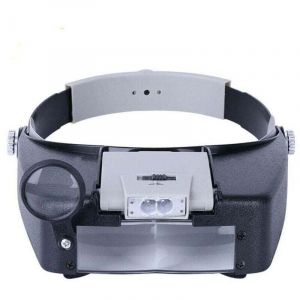 Bandeau Loupe Horloger Mains Libres Loupe avec Lumi&egrave;re Casque Loupe Grossissante avec LED Lumi&egrave;re, pour Horloger, Bijoutier, Lecture