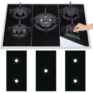 3Pcs Plaque de Cuisson &agrave; Gaz Protection en T&eacute;flon, Tapis de Cuisini&egrave;re &agrave; Gaziniere Gaz R&eacute;utilisables, Protection d'&eacute;cran Anti-adh&eacute;sif, Nettoyage