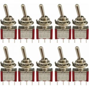 Debuns - 10 Pcs Mini Interrupteur à Bascule, ac 125V 6A / 250V 2A 3 Broches spdt on-off-on 3 Broches 3 Positions spdt Interrupteur à Bascule