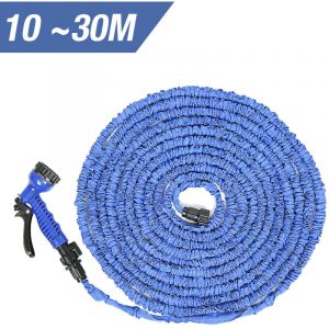 Skecten - 100FT Tuyaux d'arrosage Extensible R&eacute;tractable 10m/30M avec Pistolet 7 Fonctions Bleu