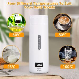 Aiperq - 500ML Mini Bouilloire portable Electrique de Voyage, 4 Temperatures Bouilloire Electrique, Acier inoxydable 304 avec Brosses et sacs, Tasse