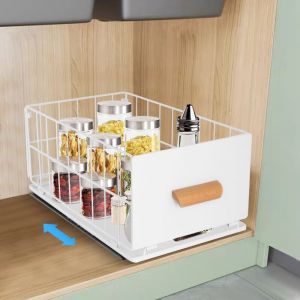 Panier coulissant pour armoire 40 x 24 x 18 cm, panier de rangement coulissant pour armoire, tiroir panier pour armoire, grand format.