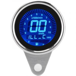 Compteur multifonctionnel de moto tachym&egrave;tre odom&egrave;tre jauge de carburant compteur de vitesse 12V universel (argent)