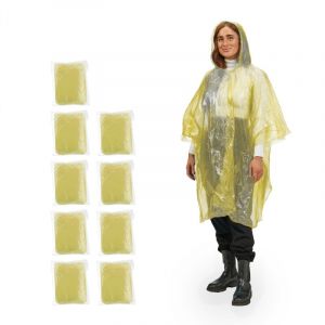30x poncho de pluie jetable, cape de pluie avec capuche, adulte, poncho d'urgence unisexe, rangement facile, jaune