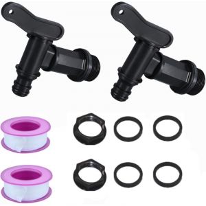 2Pcs Robinet Cuve Plastique, Adaptateur de bo&icirc;te de Rangement d'eau IBC 3/4" Robinet pour Citerne De Pluie Robinet de Rechange en Plastique avec