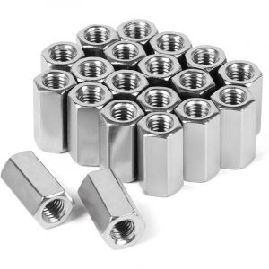 20 pièces M8 x 24mm Long Écrou Hexagonal en Acier Inoxydable VA V2A A2, Écrou de Couplage Version Hexagonale, Boulon d'Écrou Transversal Manchons