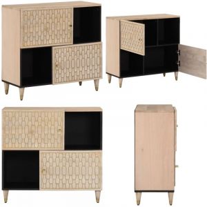 Vidaxl - Armoire latérale 80x33x75 cm bois massif de manguier - Meuble De Rangement - Buffet - Armoire - Commode - Design Sculpté - Home & Living