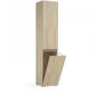Armoire polyvalente Dasteggian 2 portes, buanderie 2 portes, colonne de salle de bain avec panier à linge, 100% Made in Italy, 45x37h195 cm, Olmo