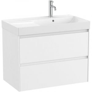 Pack Unik Meuble 2 tiroirs + lavabo ona Roca Couleur : Blanc mat - Position du lavabo : Droite