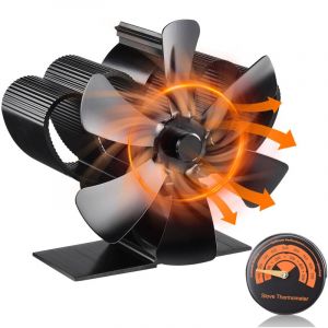 Jeffergarden Ventilateur Poele &agrave; Bois, 6 Pales Silencieux Ventilateur de Po&ecirc;le pour Chemin&eacute;e Tuyau/Po&ecirc;le &agrave; Granul&eacute;s/Gaz/B&ucirc;che/Pellet