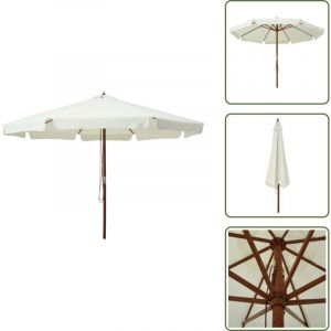 Vidaxl - Parasol d'ext&eacute;rieur avec m&acirc;t en bois 330 cm blanc sable - Parasol Exterieur - Parasol Jardin - Parasol Bois - Parasol Rond - Ombrage Jardin