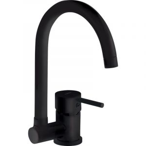 Mitigeur d'évier de cuisine avec bec rabattable de couleur noir mat, hauteur minimale 95 mm Deante aster BCAN61M Noir mat