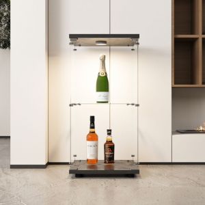 Tanant - Vitrine en verre 40x36x77cm, avec led et 1 &eacute;tag&egrave;re &ndash; Vitrine de rangement, biblioth&egrave;que en verre autoportante Blanc pour salon, chambre &agrave;